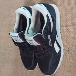 Reebok Classic Black and White Leather Running Shoes -BD1553 Low Top Size Men 8